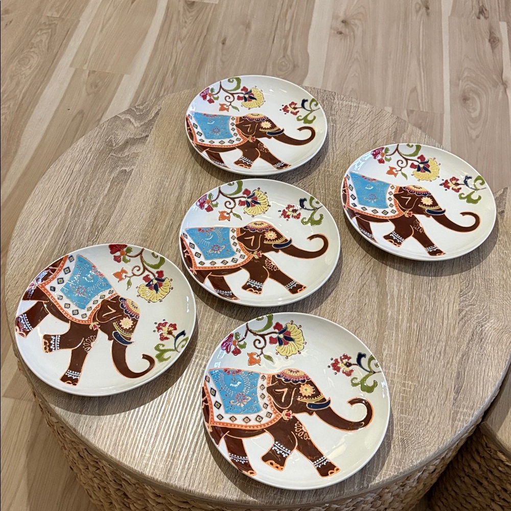 Dutch Wax 8” Elephant Plates (Set of 5)